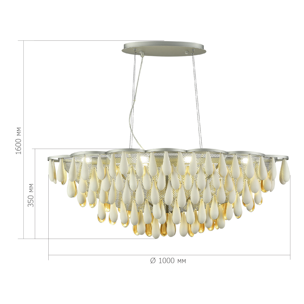 Люстра с подвесками в форме капель на серебристом каркасе Raindrop в Твери