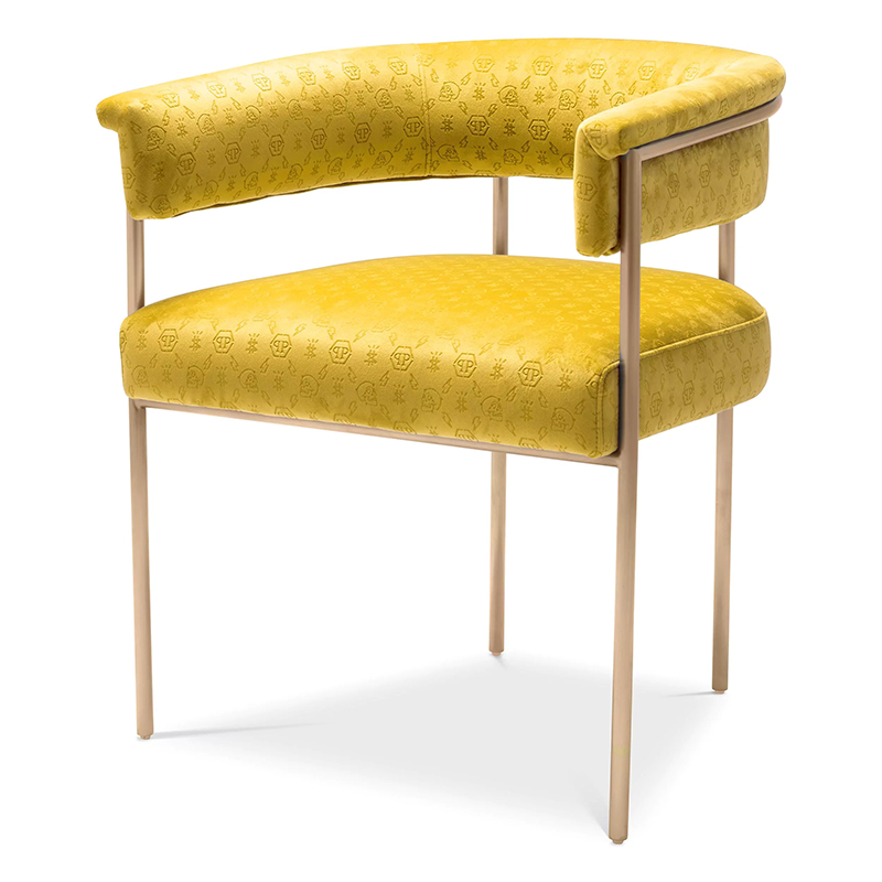 Стул Philipp Plein Dining Chair Monogram Жёлтый Желтый Золотой в Твери | Loft Concept 