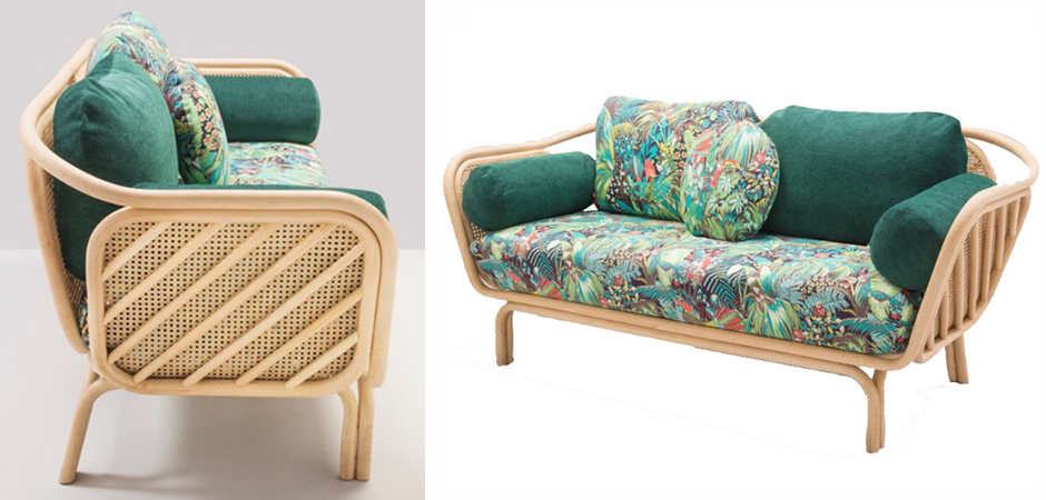 Диван из ротанга Wicker Sofa с Зеленой обивкой Диван из ротанга Wicker Sofa с Зеленой обивкой в Твери