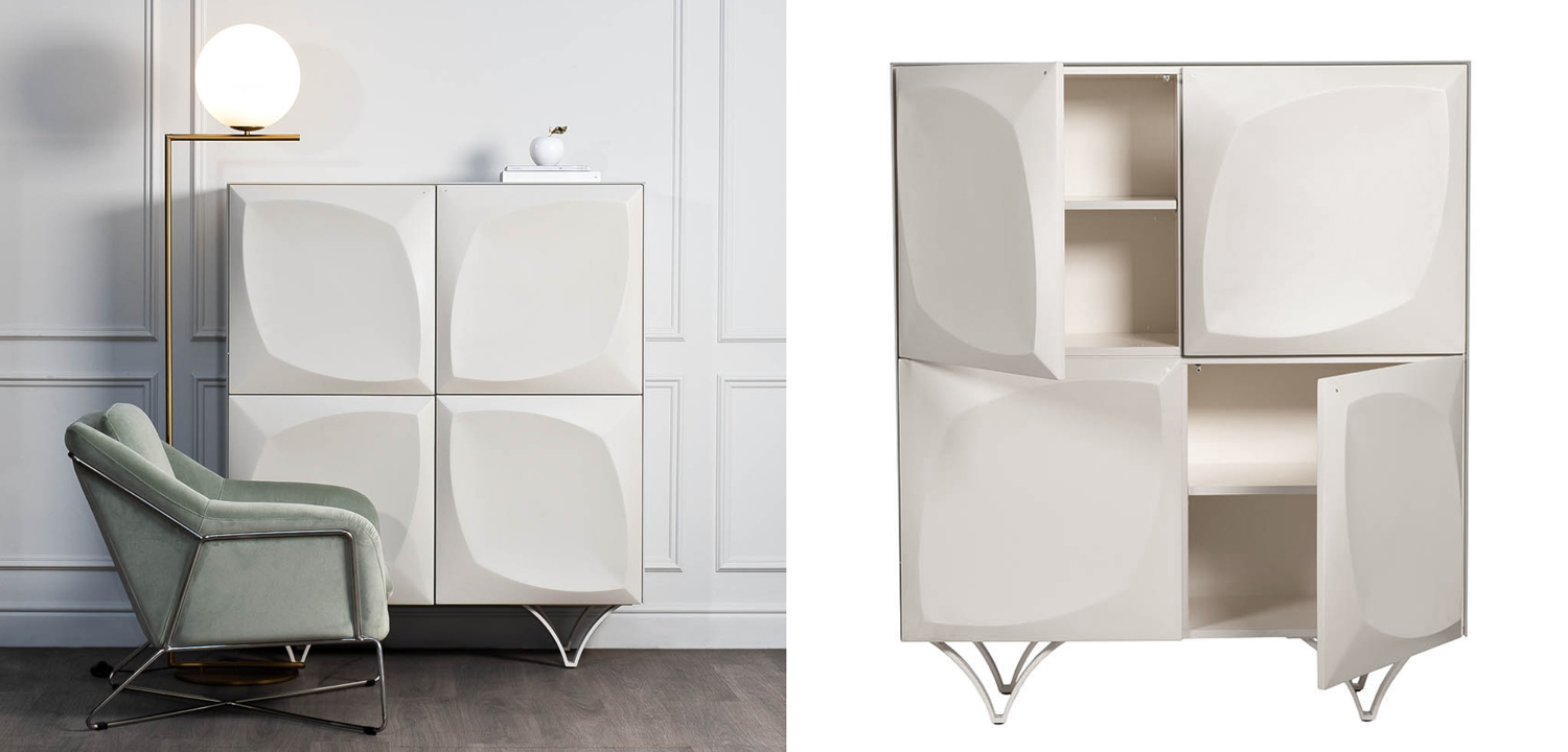 Комод с рельефным фасадом White Orchid Белый - фото