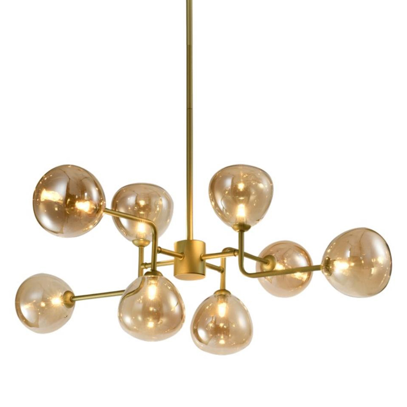 Люстра с дымчатым стеклом Rod&Glass Gold Янтарный Золотой в Твери | Loft Concept 