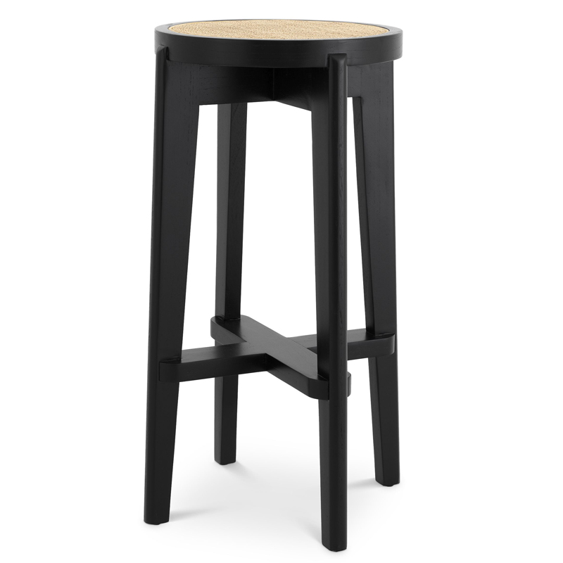 Барный стул Eichholtz Bar Stool Dareau black Бежевый Черный Барный стул Eichholtz Bar Stool Dareau black Бежевый Черный в Твери | Loft Concept