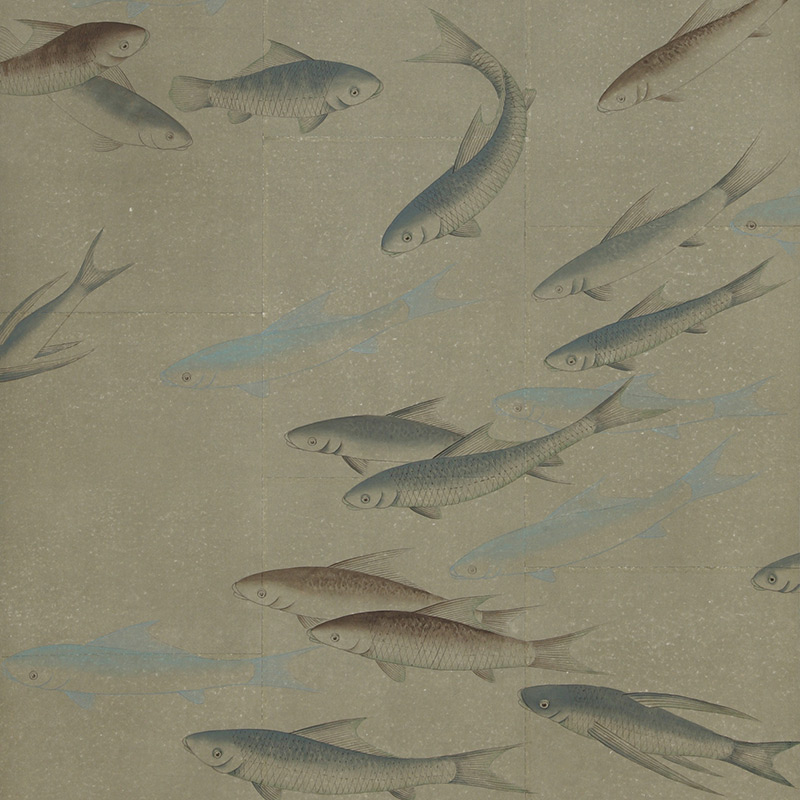 Обои ручная роспись Fishes Special Colourway on Lead Grey India tea paper Обои ручная роспись Fishes Special Colourway on Lead Grey India tea paper в Твери | Loft Concept