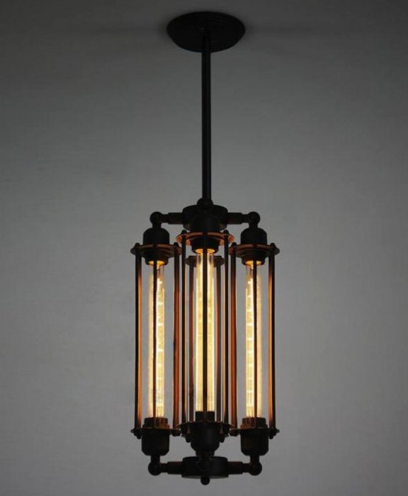 Подвесной светильник Loft Industrial Edison Cage Vertical Quatro Черный Подвесной светильник Loft Industrial Edison Cage Vertical Quatro Черный в Твери | Loft Concept