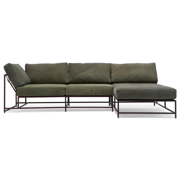 Угловой диван Olive Military Fabric Sectional sofa Оливковый Угловой диван Olive Military Fabric Sectional sofa Оливковый в Твери | Loft Concept