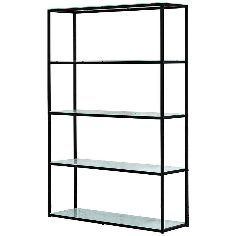Стеллаж металлический со стеклянными полками Hebert Marble Glass Rack Черный Белый Стеллаж металлический со стеклянными полками Hebert Marble Glass Rack Черный Белый в Твери | Loft Concept