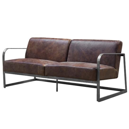 Диван INDIO METAL leather SOFA Коричневый Диван INDIO METAL leather SOFA Коричневый в Твери | Loft Concept