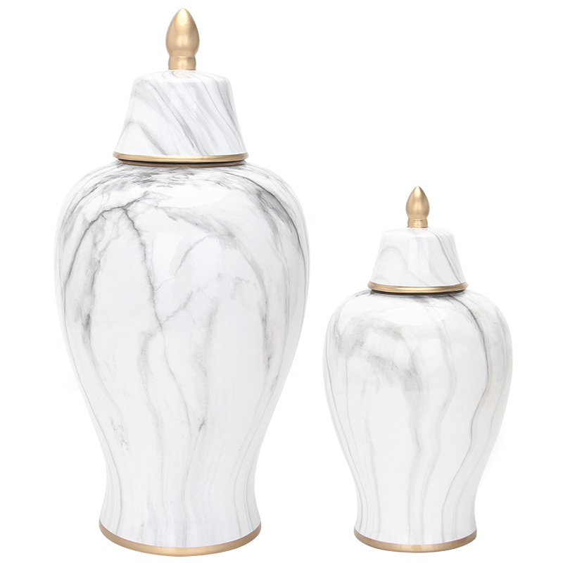 Ваза с крышкой White Marble Gold Vase Белый Мрамор Bianco Белый Серый Золотой Ваза с крышкой White Marble Gold Vase Белый Мрамор Bianco Белый Серый Золотой в Твери | Loft Concept