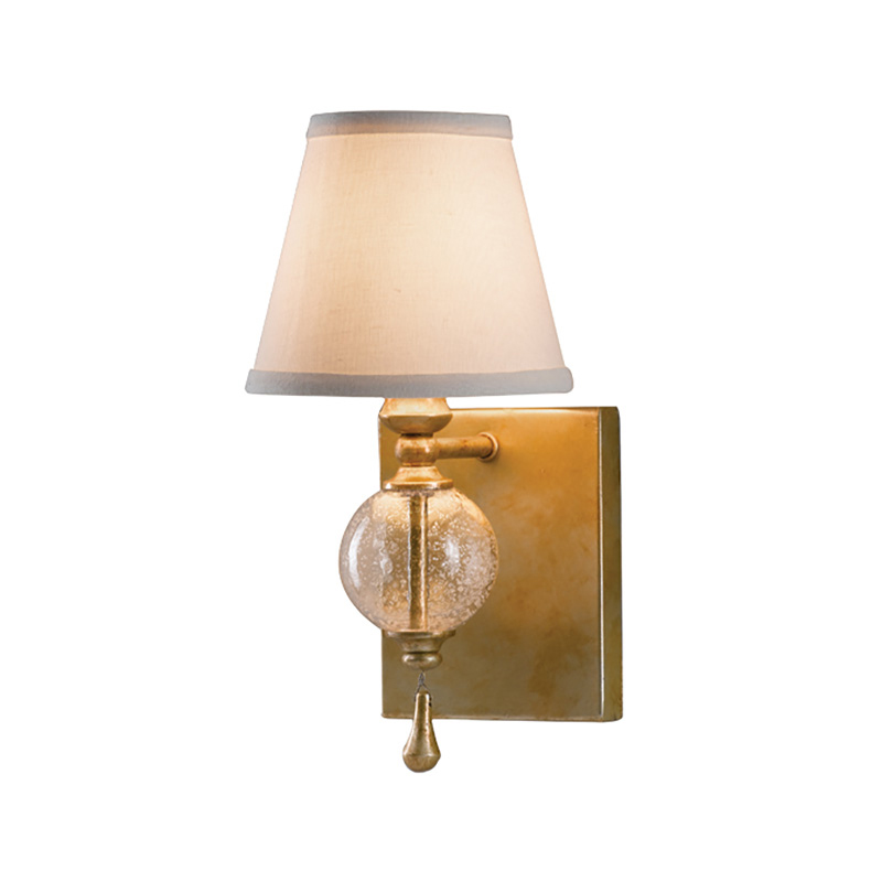 Бра со стеклянным шарообразным декором с пузырьками и бежевым абажуром Feiss Серебряный Белый Бежевый в Твери | Loft Concept 