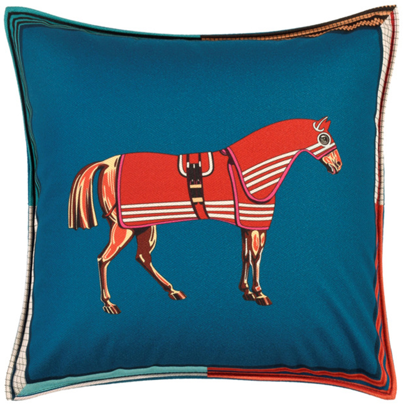 Декоративная подушка Hermes Horse 41 Синий Красный Мульти Декоративная подушка Hermes Horse 41 Синий Красный Мульти в Твери | Loft Concept