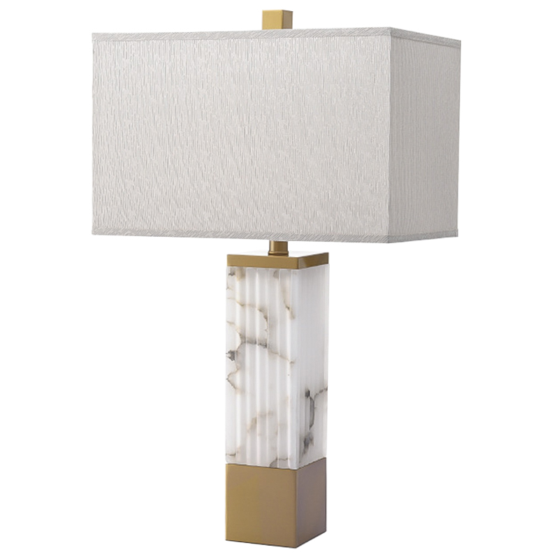 Настольная лампа Blanchefleur Marble Table Lamp Белый Мрамор Bianco Серый Латунь Настольная лампа Blanchefleur Marble Table Lamp Белый Мрамор Bianco Серый Латунь в Твери | Loft Concept