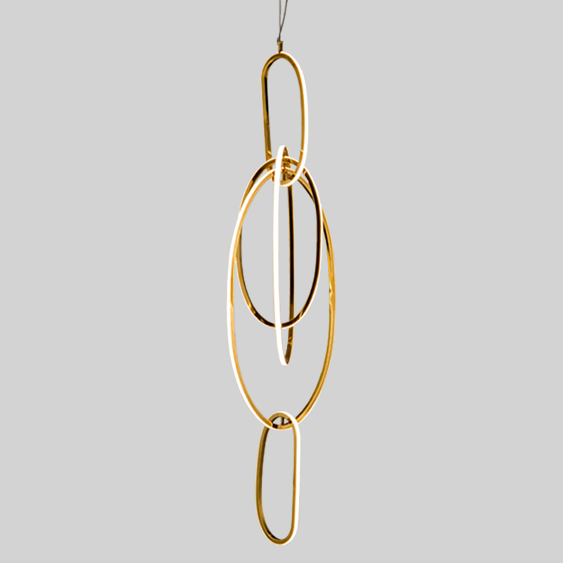 Люстра Vertical Gold Oval Rings Chandelier Золотой Люстра Vertical Gold Oval Rings Chandelier Золотой в Твери | Loft Concept