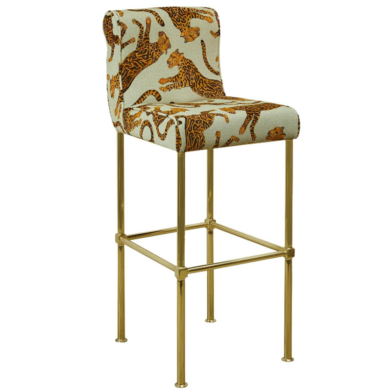 Барный Стул Сафари с орнаментом  Kings Stone Bar Stool Оранжевый в Твери | Loft Concept 
