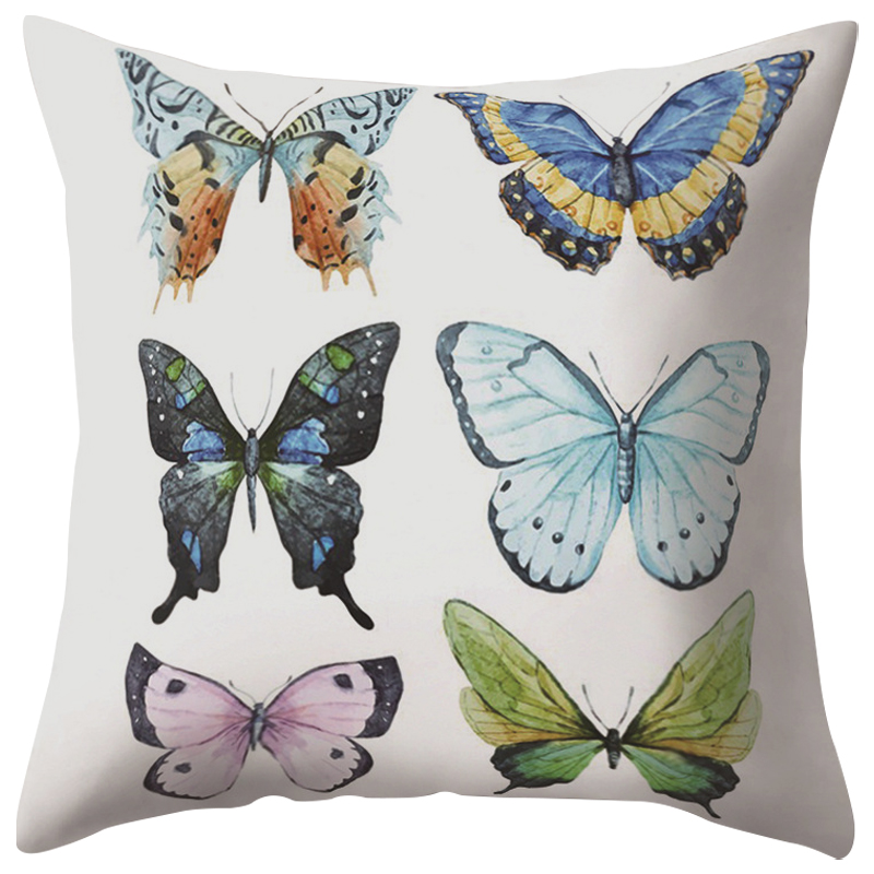 Декоративная подушка Six Butterflies Белый Мульти Декоративная подушка Six Butterflies Белый Мульти в Твери | Loft Concept
