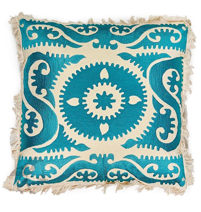 Подушка Turquoise Ornament Бирюзовый Белый Подушка Turquoise Ornament Бирюзовый Белый в Твери | Loft Concept