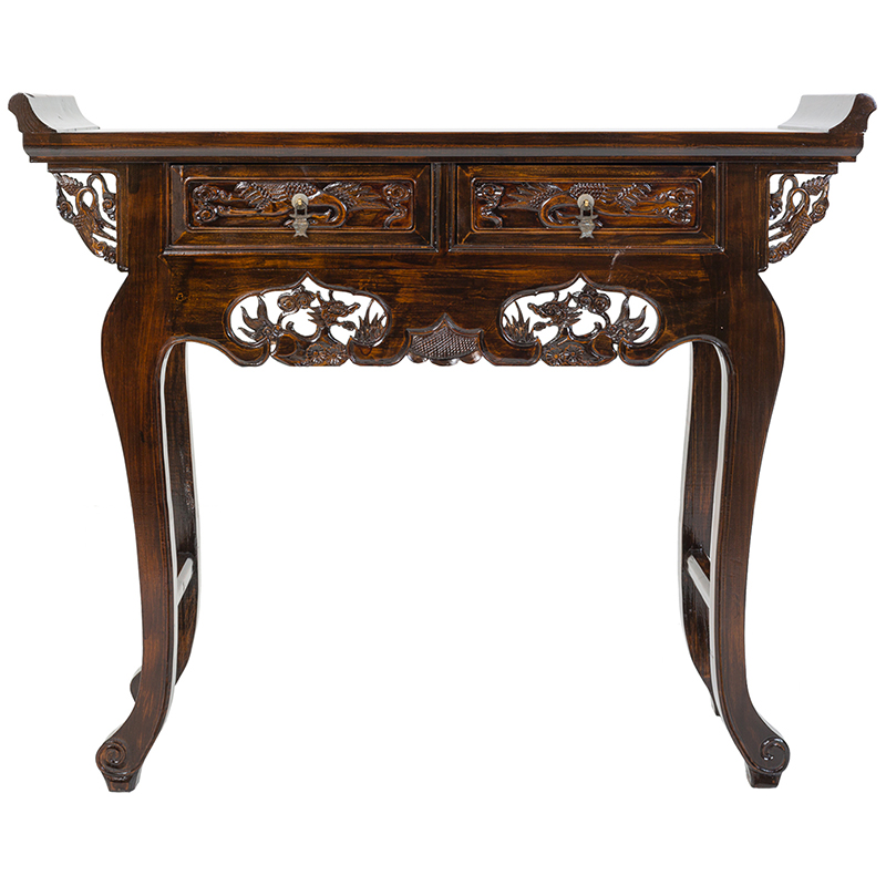Консоль деревянная в Китайском стиле с 2-мя ящиками Chinese Dragon Console Коричневый Консоль деревянная в Китайском стиле с 2-мя ящиками Chinese Dragon Console Коричневый в Твери | Loft Concept