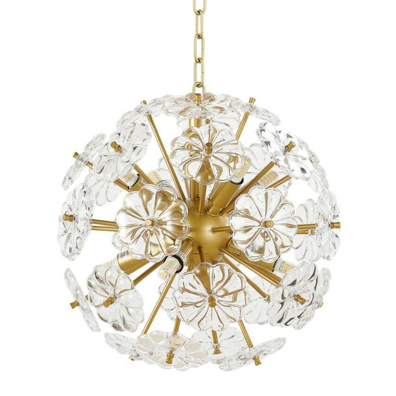 Люстра Glass Flowers Sputnik Chandelier D 32 матовое золото Прозрачное Стекло Люстра Glass Flowers Sputnik Chandelier D 32 матовое золото Прозрачное Стекло в Твери | Loft Concept