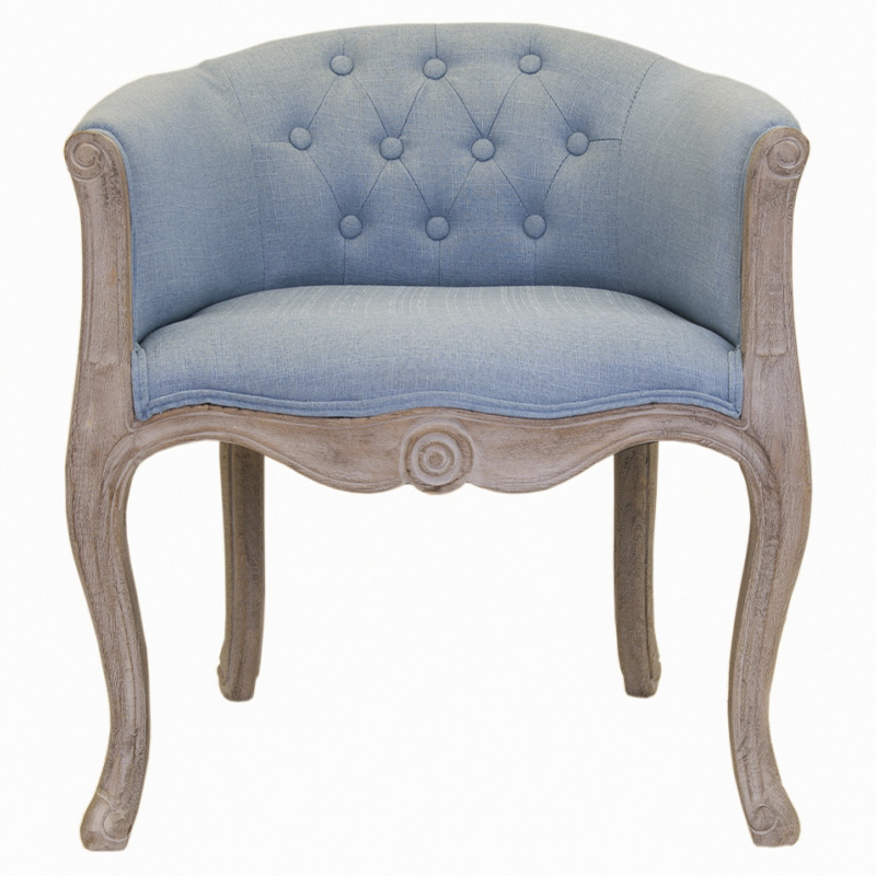 Кресло низкое в стиле прованс Louis French Armchair light blue flax Светло-голубой Бежево-серый Кресло низкое в стиле прованс Louis French Armchair light blue flax Светло-голубой Бежево-серый в Твери | Loft Concept