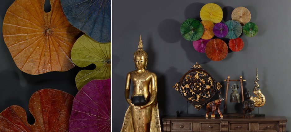 Арт-объект Disc wall art Lotus leaves II - фото №2