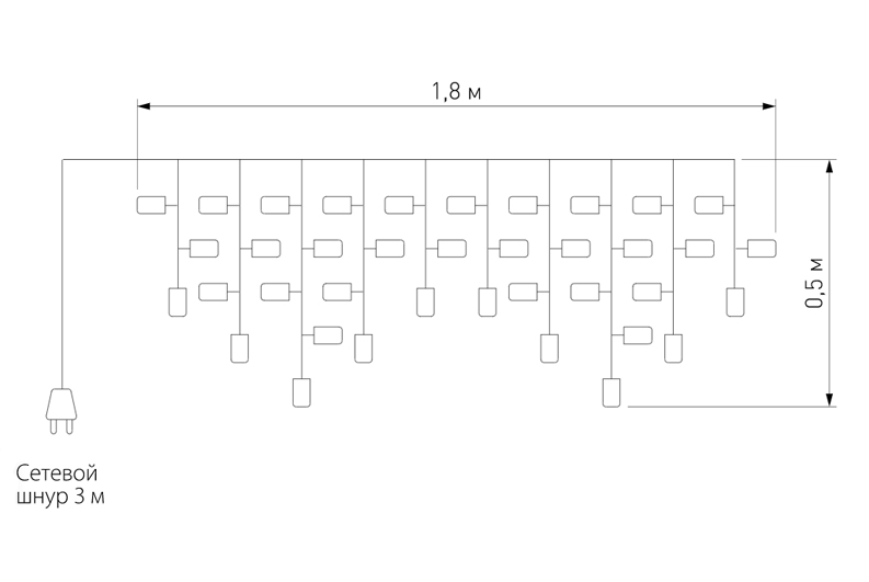 Гирлянда Бахрома с Цветными светодиодами в Твери