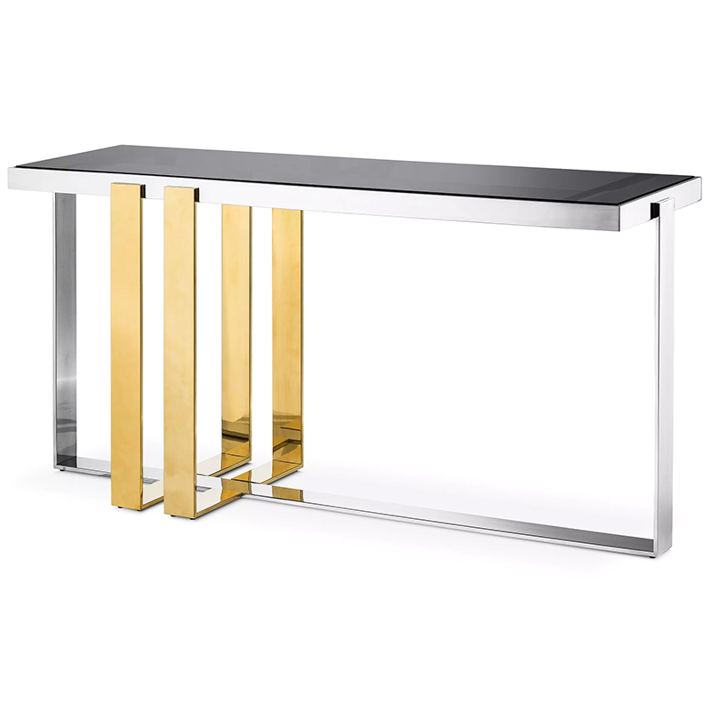 Консоль Eichholtz Console Table Belgo Золотой Серебряный Стекло Смок Консоль Eichholtz Console Table Belgo Золотой Серебряный Стекло Смок в Твери | Loft Concept