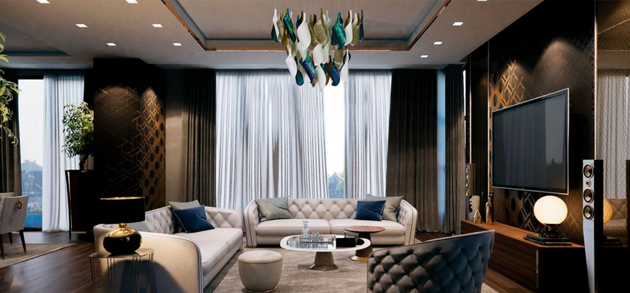 Дизайнерская люстра Turquoise Flower Petals высота 60 см - фото №2