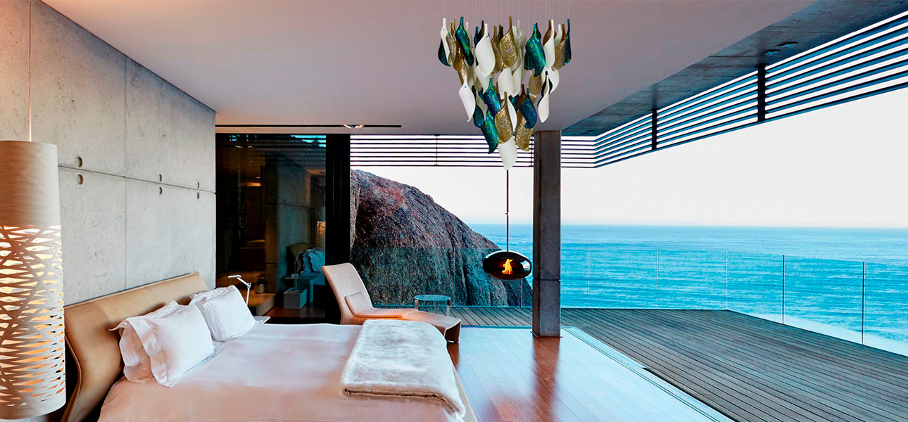 Дизайнерская люстра Turquoise Flower Petals высота 70 см - фото