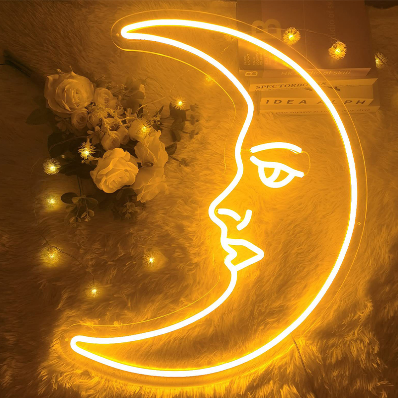 Неоновая настенная лампа Crescent Moon Neon Wall Lamp Прозрачный Желтый Неоновая настенная лампа Crescent Moon Neon Wall Lamp Прозрачный Желтый в Твери | Loft Concept