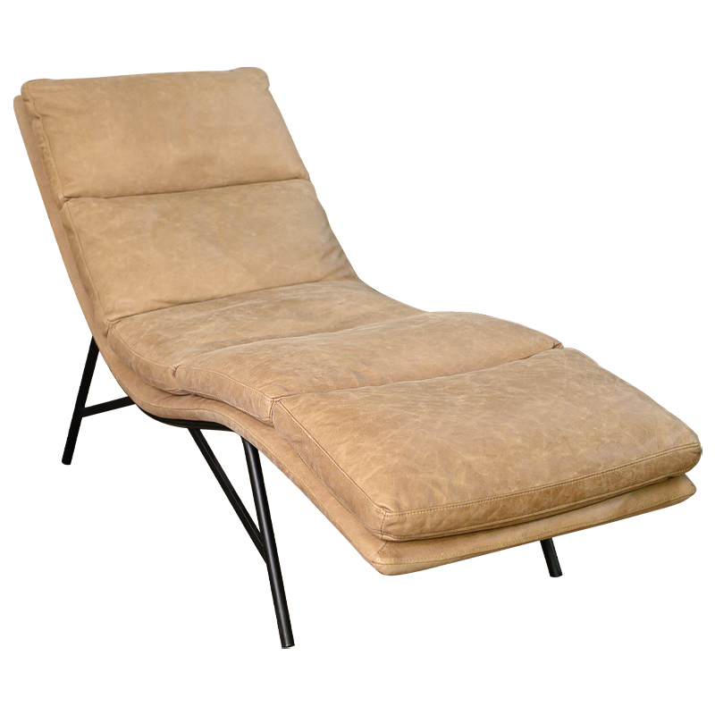 Кушетка Aimeric Leather Chaise Longue Бежевый Черный в Твери | Loft Concept 