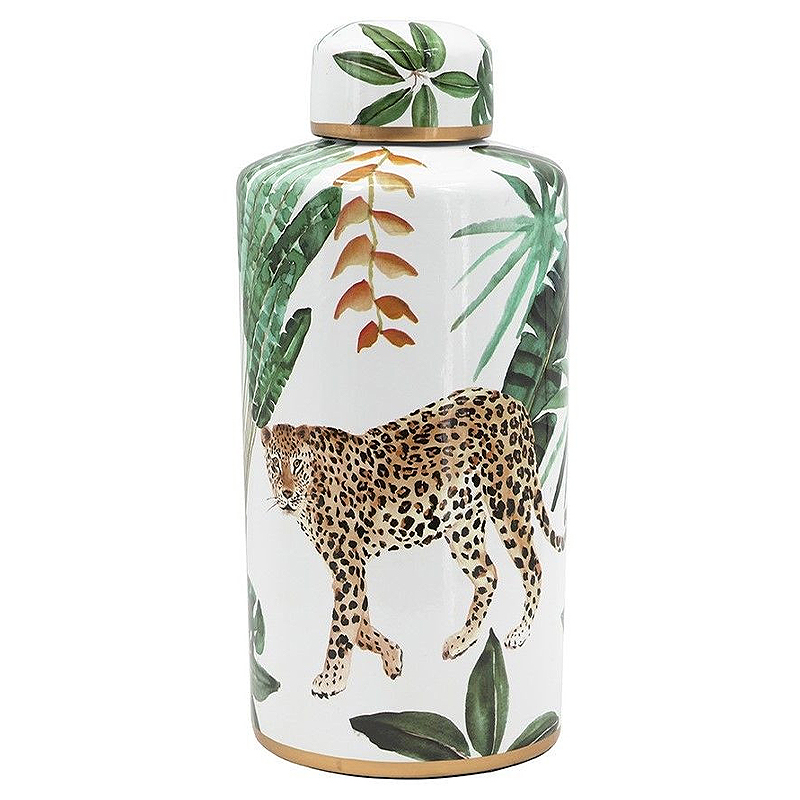 Ваза фарфоровая с ручной росписью Leopard Collection Белый Мульти Ваза фарфоровая с ручной росписью Leopard Collection Белый Мульти в Твери | Loft Concept