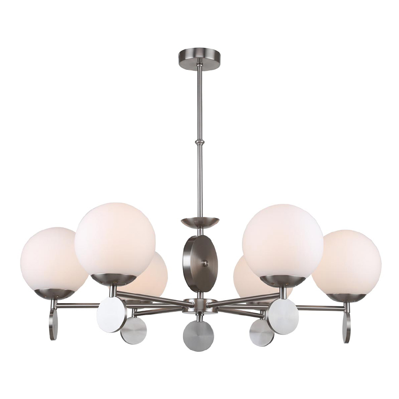 Люстра Kyran Nickel Chandelier 6 Никель Белый Люстра Kyran Nickel Chandelier 6 Никель Белый в Твери | Loft Concept