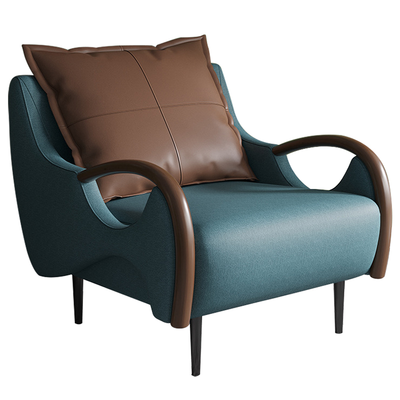 Кресло Oliwier Blue Armchair Синий Коричневый в Твери | Loft Concept 