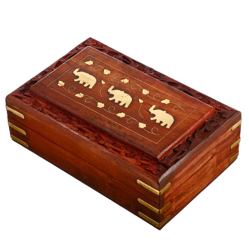Шкатулка Three Elephants Indian Inlay Box Коричневый Латунь Шкатулка Three Elephants Indian Inlay Box Коричневый Латунь в Твери | Loft Concept