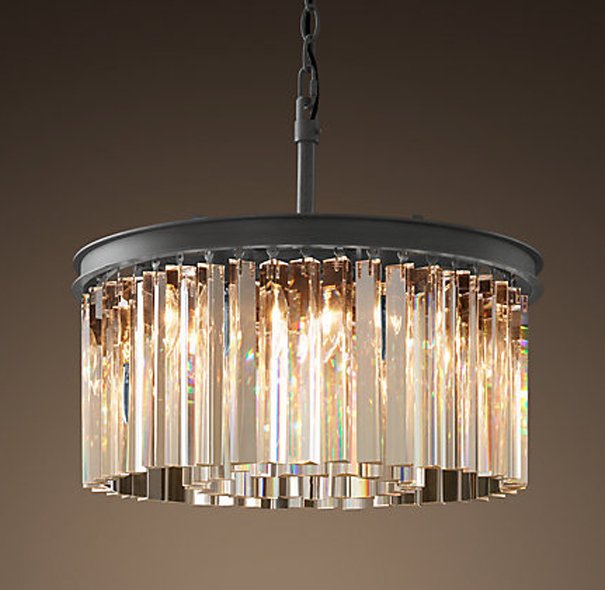 Люстра RH Rhys Clear Glass Prism Round Chandelier 40 Черный Люстра RH Rhys Clear Glass Prism Round Chandelier 40 Черный в Твери | Loft Concept