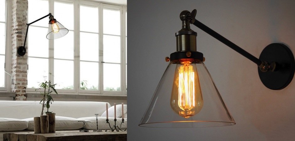 Бра Gloce Cone Shade Loft Industrial Glass Бра Gloce Cone Shade Loft Industrial Glass - Loft-Concept в Твери
