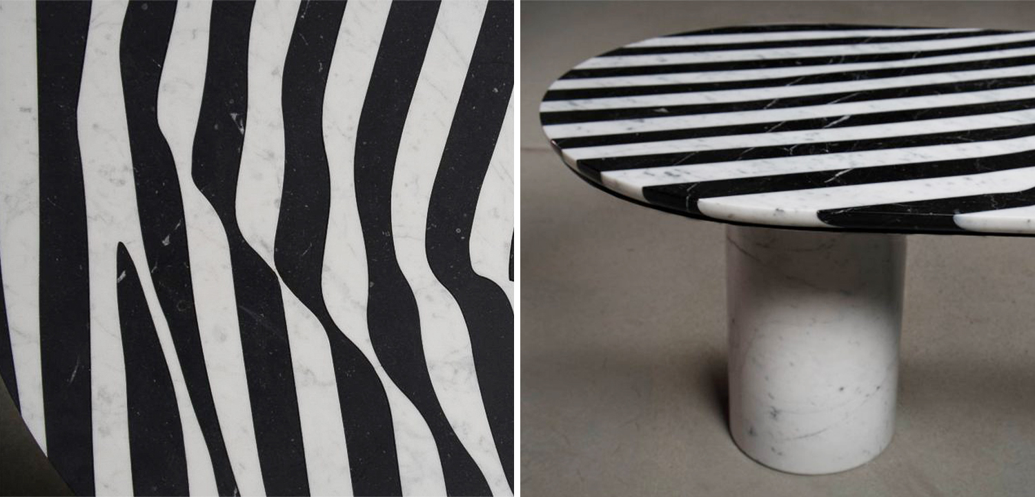 Обеденный стол Safwan Black and White Stripes Dining Table - фото №2