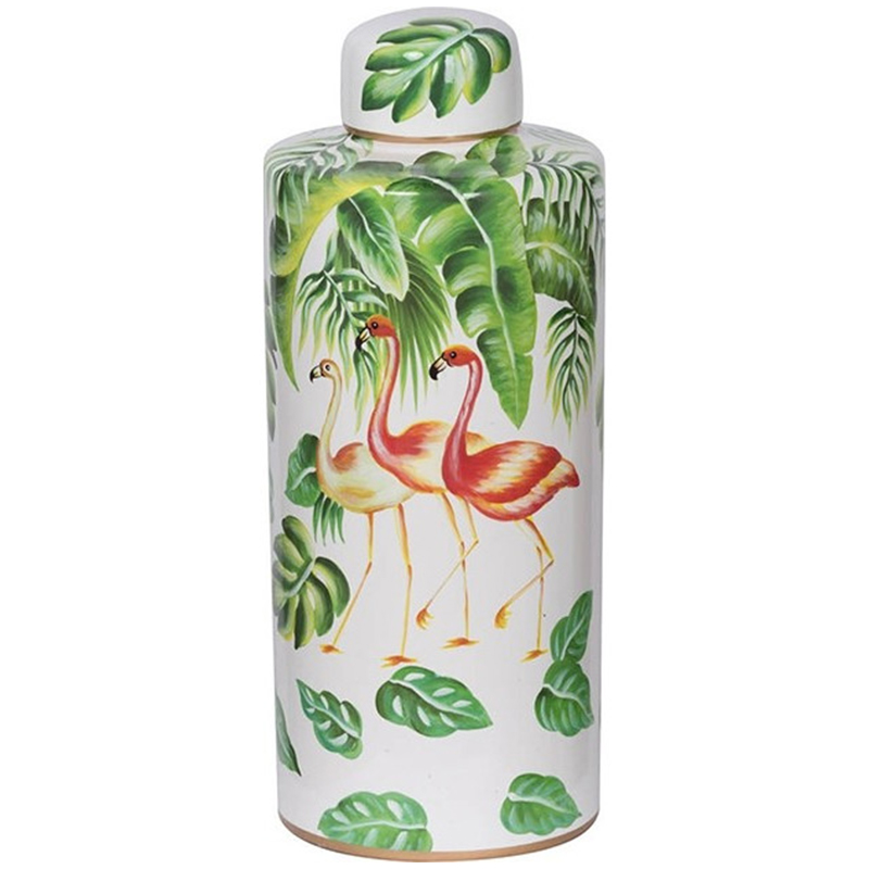 Ваза с крышкой Three Flamingos Green White Vase Белый Зеленый Красный Ваза с крышкой Three Flamingos Green White Vase Белый Зеленый Красный в Твери | Loft Concept