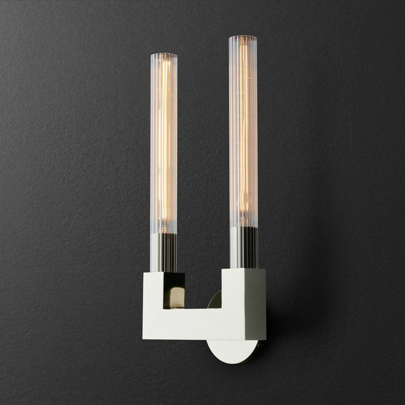 Бра RH CANNELLE wall lamp DOUBLE Sconces Chrome Хром Прозрачное Стекло в Твери | Loft Concept 