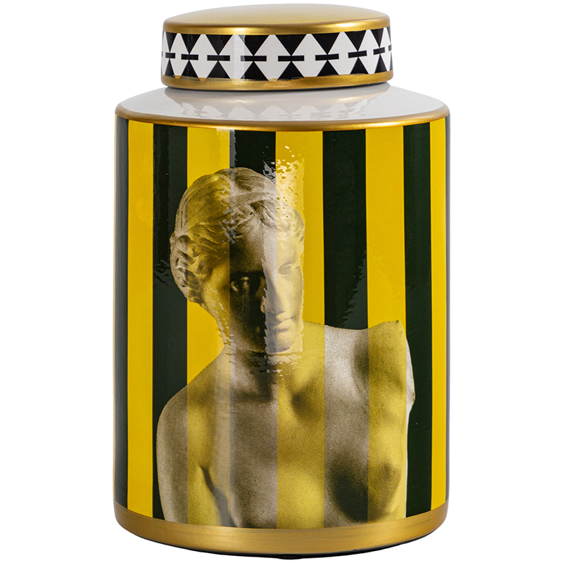 Ваза с крышкой Venus Yellow Black Vase Золотой Желтый Черный Черно-белый Ваза с крышкой Venus Yellow Black Vase Золотой Желтый Черный Черно-белый в Твери | Loft Concept