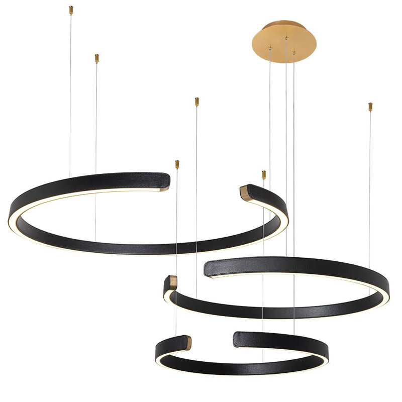 Люстра Half Ring 3 black leather Черный Золотой Люстра Half Ring 3 black leather Черный Золотой в Твери | Loft Concept