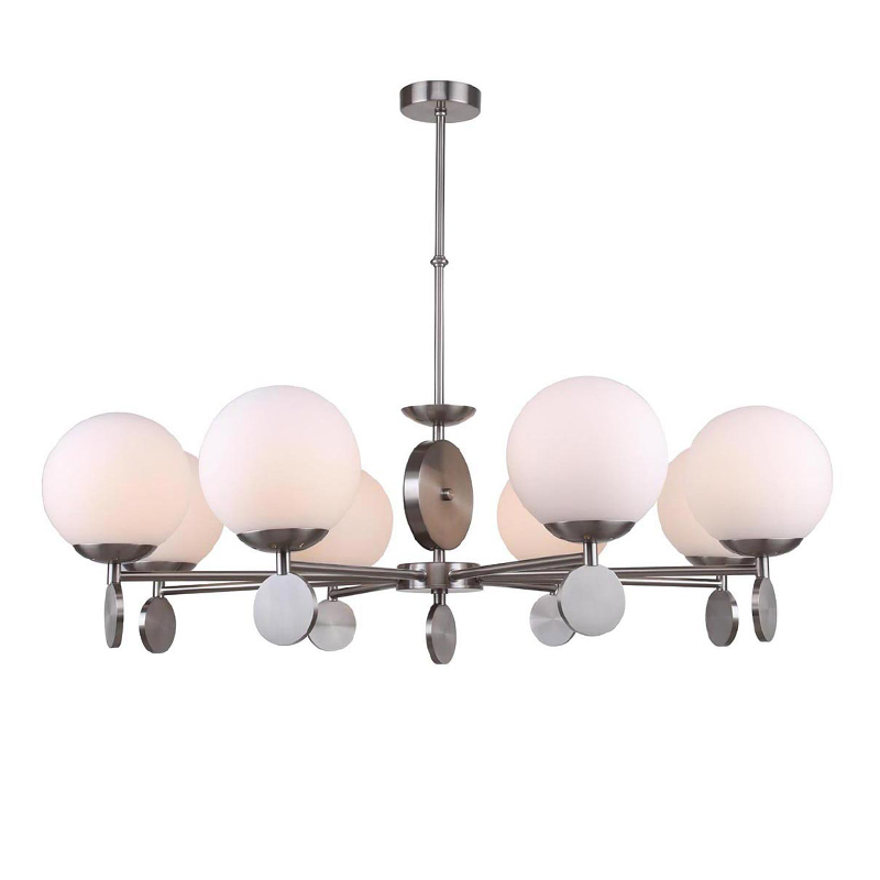 Люстра Kyran Nickel Chandelier 8 Никель Белый Люстра Kyran Nickel Chandelier 8 Никель Белый в Твери | Loft Concept