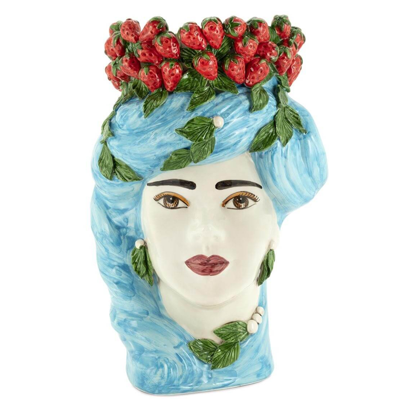 Ваза VASE STRAWBERRIES HEAD LADY BIG Blue Красный Голубой Ваза VASE STRAWBERRIES HEAD LADY BIG Blue Красный Голубой в Твери | Loft Concept