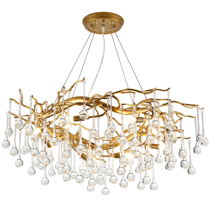 Люстра Droplet Chandelier 80 Золотой Прозрачное Стекло Люстра Droplet Chandelier 80 Золотой Прозрачное Стекло в Твери | Loft Concept