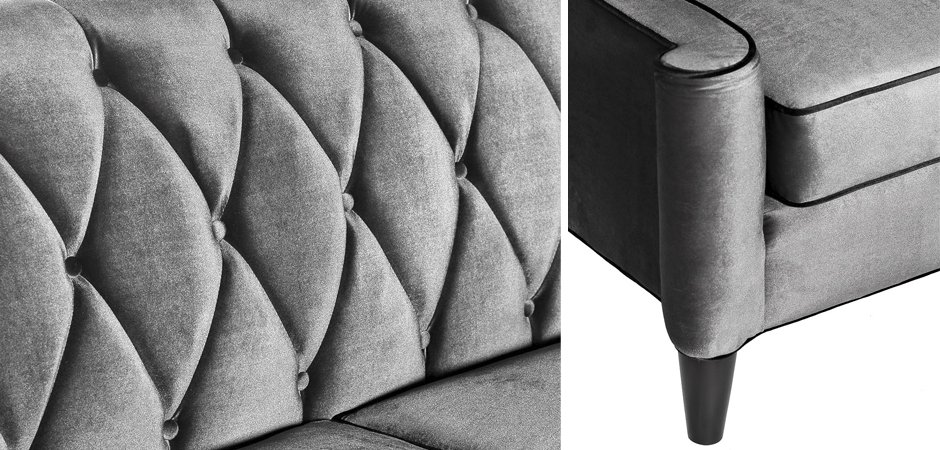 Диван Armen Living Barrister Gray Velvet Диван Armen Living Barrister Gray Velvet - Loft-Concept в Твери
