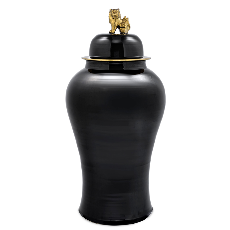 Ваза с крышкой Eichholtz Vase Golden Dragon L Черный Глянцевое золото Ваза с крышкой Eichholtz Vase Golden Dragon L Черный Глянцевое золото в Твери | Loft Concept