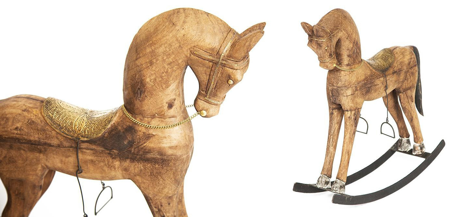 Набор из трёх лошадок дерево манго - фото