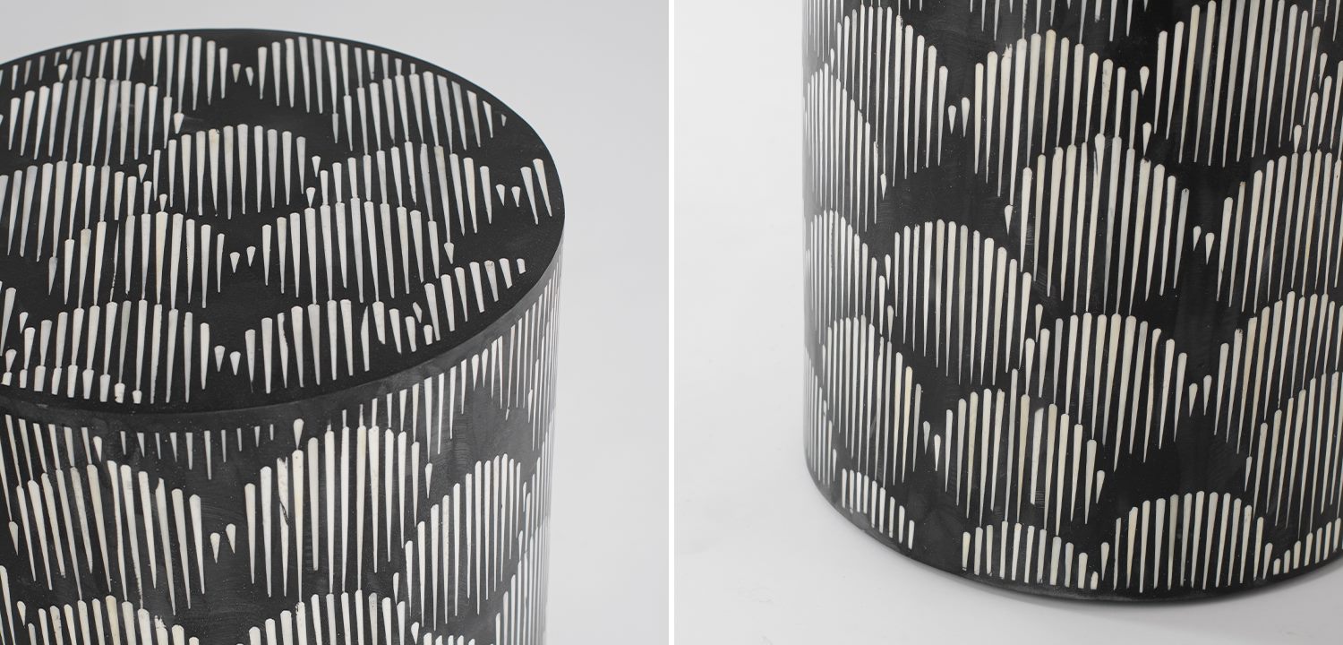 Табурет Black&white Indian Bone Inlay stool - фото №2