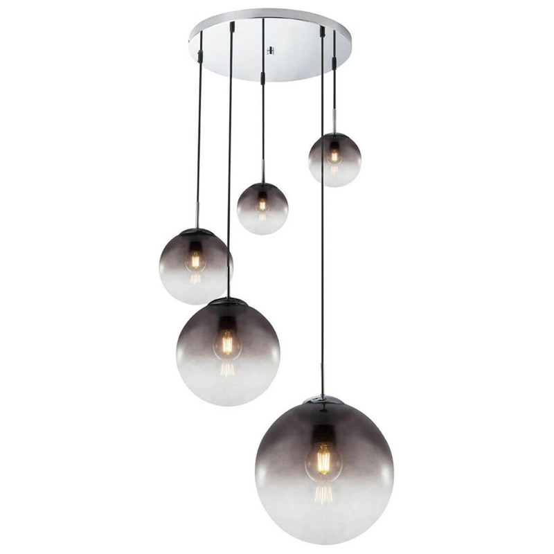 Люстра Ball Sunrise Pendant lamp smok 5 плафона Стекло Смок Хром Люстра Ball Sunrise Pendant lamp smok 5 плафона Стекло Смок Хром в Твери | Loft Concept
