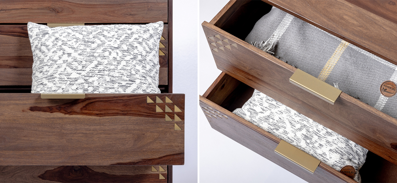 Тумба с выдвижными ящиками из массива дерева Шишам Indian Rosewood - фото