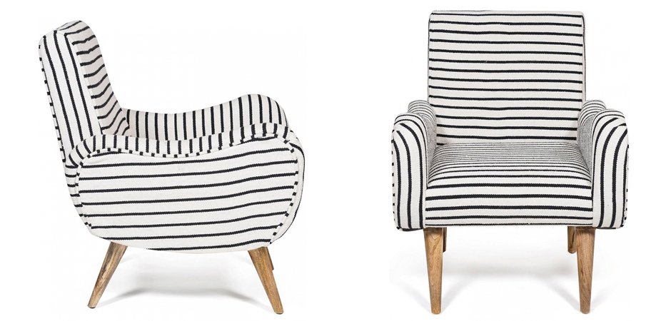 Кресло с подлокотниками Black and White Stripes Кресло с подлокотниками Black and White Stripes - Loft-Concept в Твери